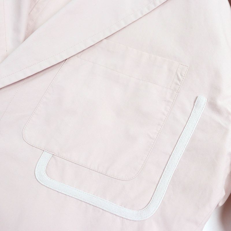 Hermes 23SS 100% Cotton Pocket Design Single Tailored Jacket Light Pink 48 Made