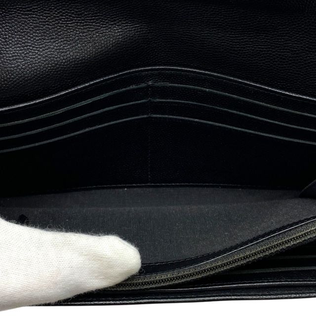 Chanel Sebulga Fold Long Wallet Long Wallet Coco Mark Caviar Skin Leather Black