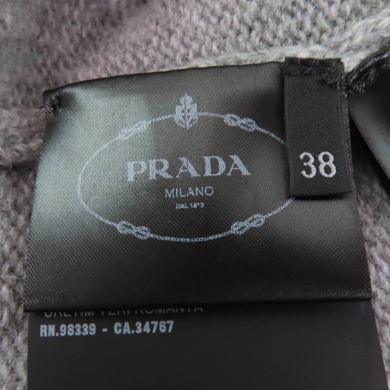 Prada 2021 P24m2h Virgin Wool Cashmere Blend Logo Design Long Sleeve Knit Top