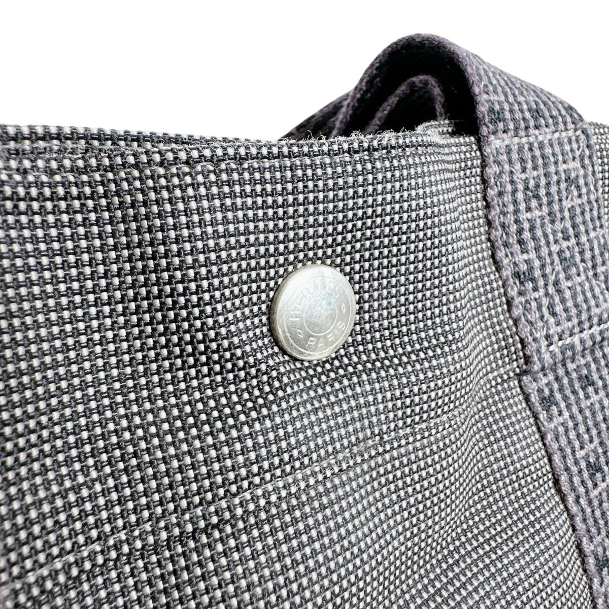 Hermes Canvas Handbag Her Line MM Tote Bag Gray