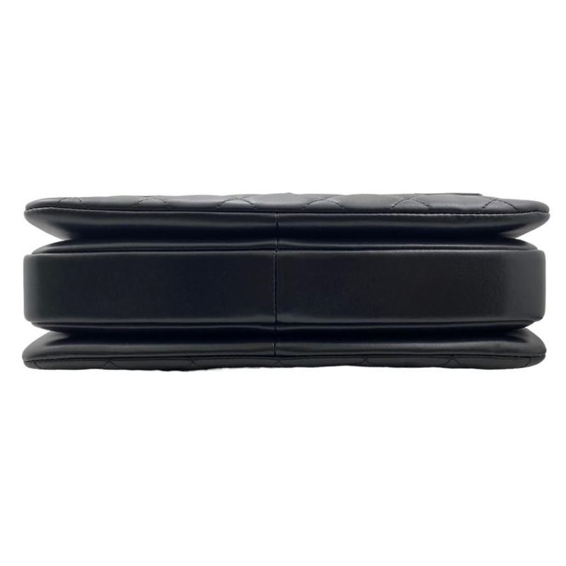 Chanel A92236 Top Handle Flap Bag Lambskin Black Random Plate Handbag Shoulder