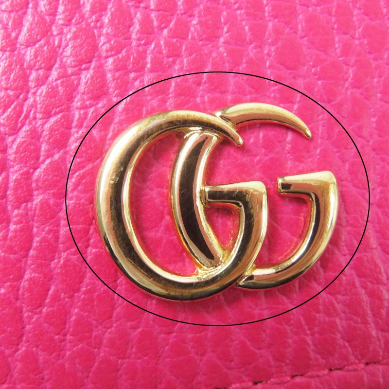Gucci 456126 GG Marmont Leather Mini Wallet/bifold Wallet Shocking Pink Gold