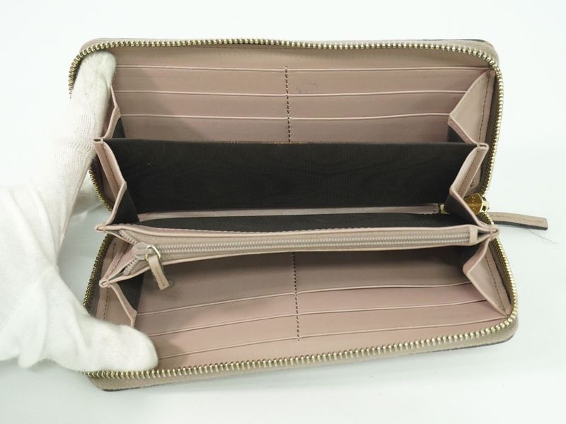 Authentic Gucci Ribbon Round Zipper Long Wallet Long Wallet Guccissima Leather