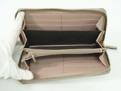 Authentic Gucci Ribbon Round Zipper Long Wallet Long Wallet Guccissima Leather