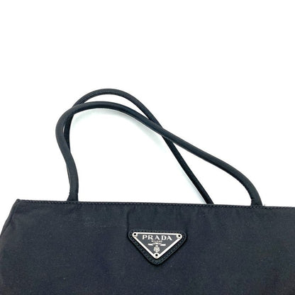 Prada Tote Handbag Black Nylon Women Men Triangle Logo