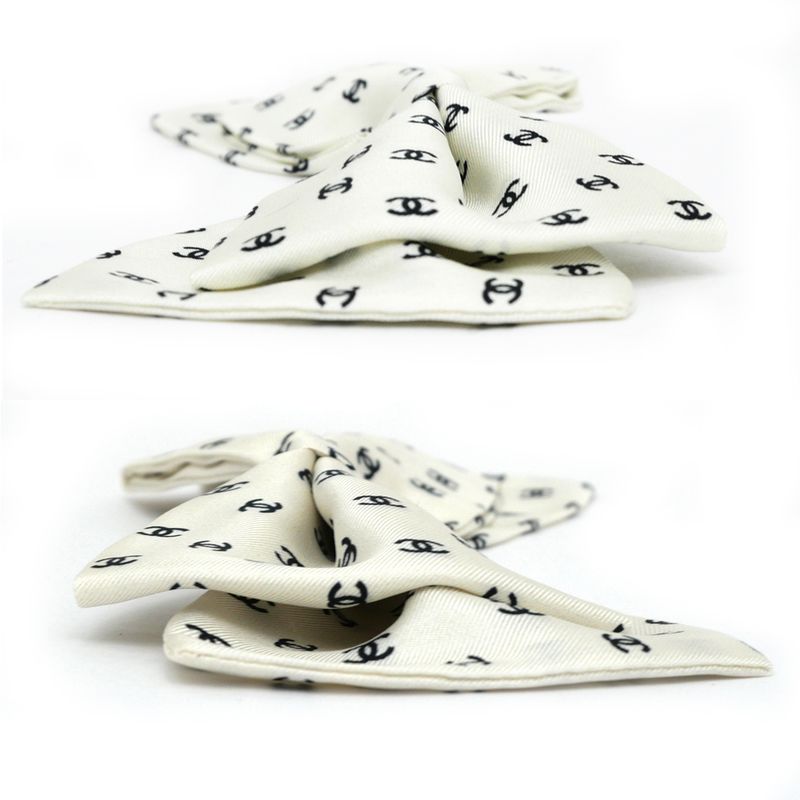 Chanel Valletta Aaa821 Ribbon White Logo COCO Silver-hardware Hair