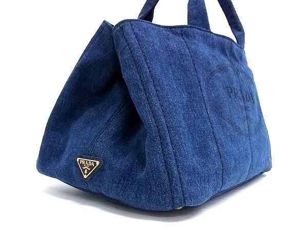 Prada B1872b Canapa Denim Handbag Tote Bag Women's Navy Aw4514