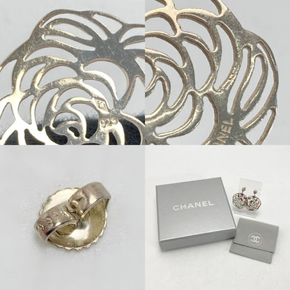 Chanel Camellia Earrings Silver Sv925 Box and Cloth Bag Included
