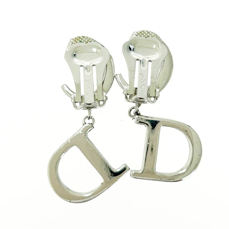 Christian Dior Metal CD Logo Swing Earrings Ladies Silver 489962 Earrings