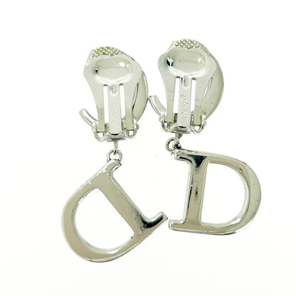 Christian Dior Metal CD Logo Swing Earrings Ladies Silver 489962 Earrings