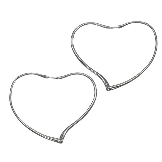 Tiffany & Co Open Heart Large Hoop Silver 925 Ladies 11g Earrings