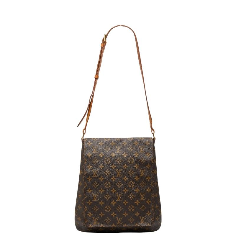 Louis Vuitton Monogram Musette Crossbody Shoulder Bag M51256 Brown PVC Leather