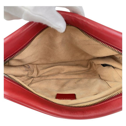 Gucci GG Marmont Red Gold Hardware Leather 447632 Chain Shoulder Bag Pochette