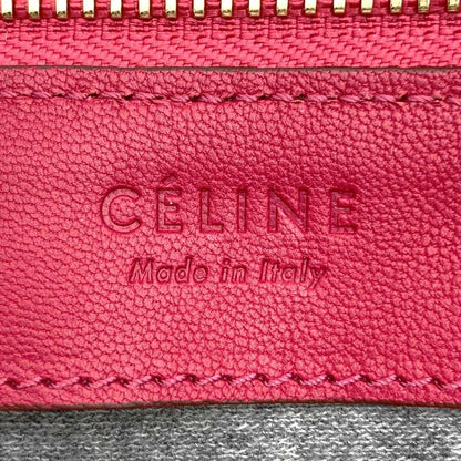 Celine Trio Shoulder Bag 0154 Crossbody Shoulder Dark Pink Red Leather Women's