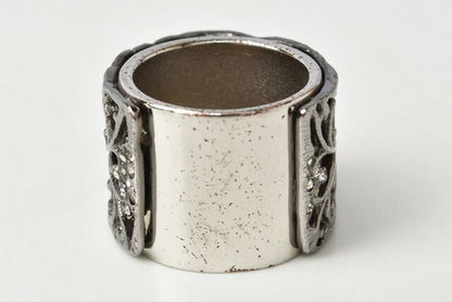 Chanel Ring Chanel Coco Rings Rhinestone Pearl Gunmetal Size 13