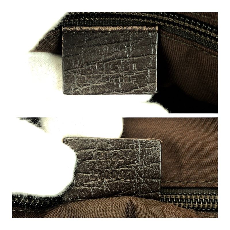 Gucci Beige Dark Brown GG Supreme Canvas 141624 Tote Bag Shoulder Bag Women