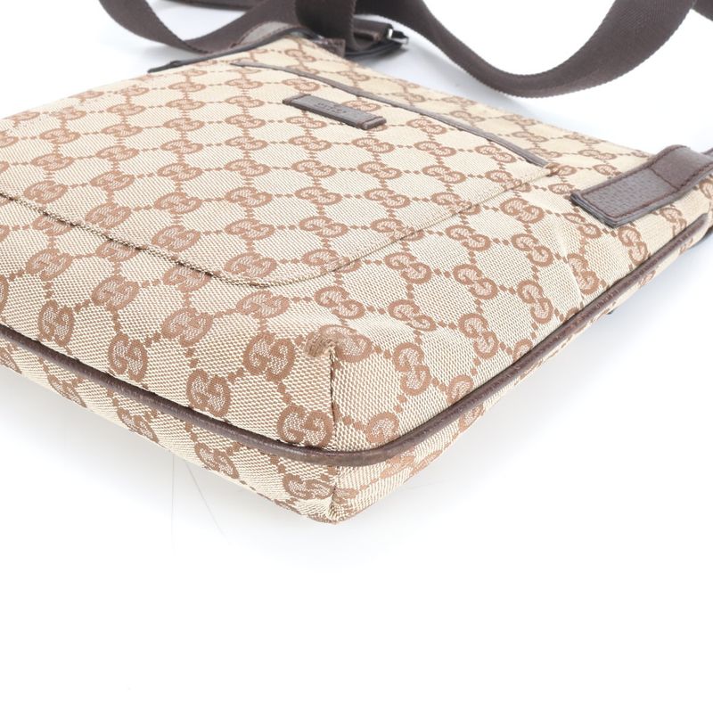 Gucci GG Canvas Leather Shoulder Bag Crossbody Messenger Business Commuter Tote