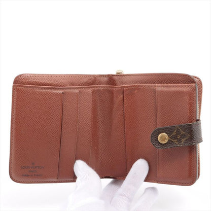 Louis Vuitton Monogram Compact Zip Fold Wallet M61667 Brown Made In France