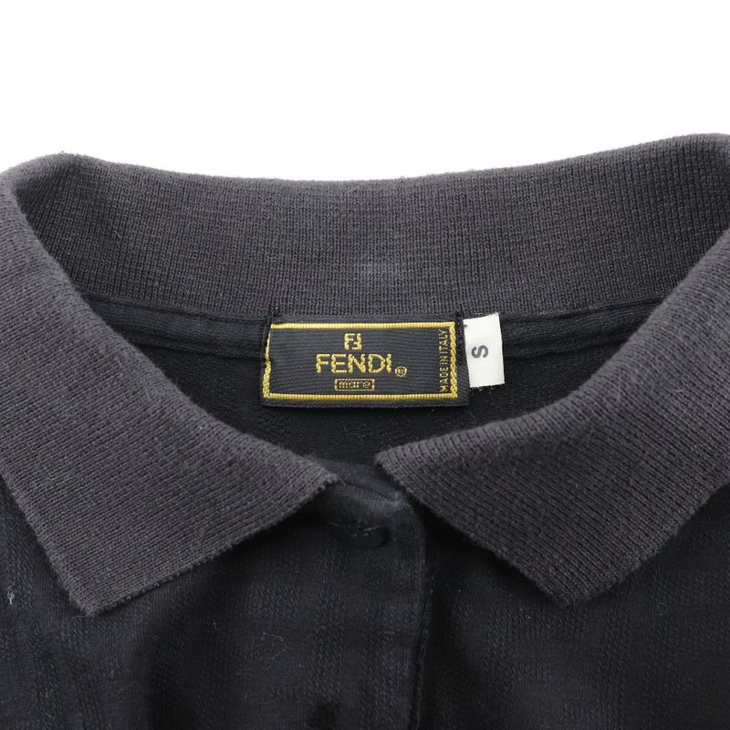 Fendi Sleeveless Zucca Cotton Black Women's Polo Shirt