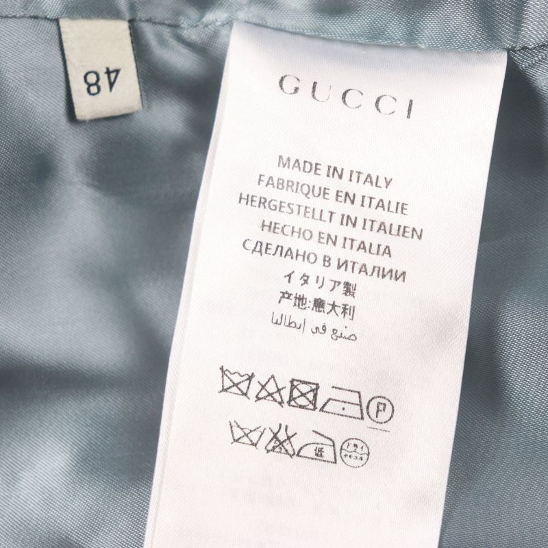 Gucci 421766 100% Wool Emblem Button Checked Single Jacket Tailored Jacket