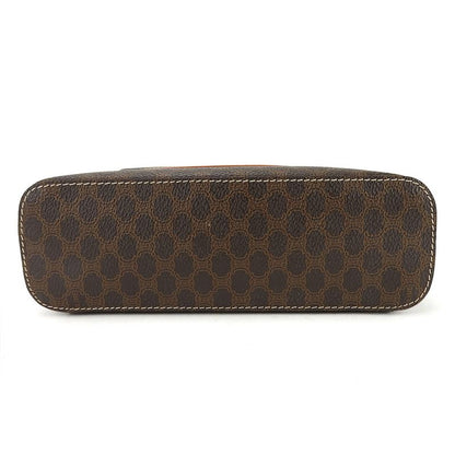 Celine Handbag Macadam PVC Leather Brown Gold Hardware Vanity Bag Pouch Ladies