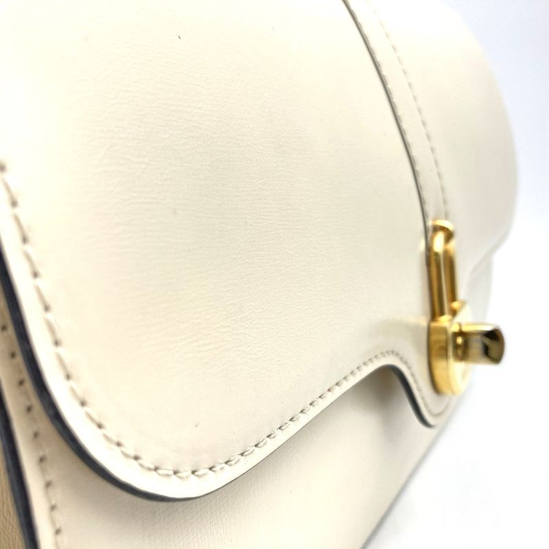 Gucci Shoulder Bag Leather White Vintage Old Gucci Women's