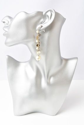 Chanel Earrings Chanel Clover Heart Motif Swing Pearl Silver Gold