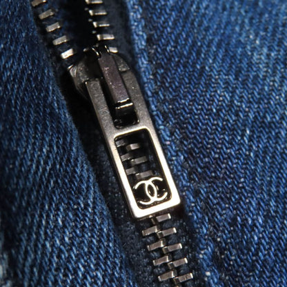 CHANEL P58731v44707 100% Cotton Short Denim Pants With Coco Mark Button Indigo