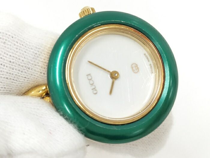 Gucci Ladies Watch Change Bezel Quartz SS GP White Dial