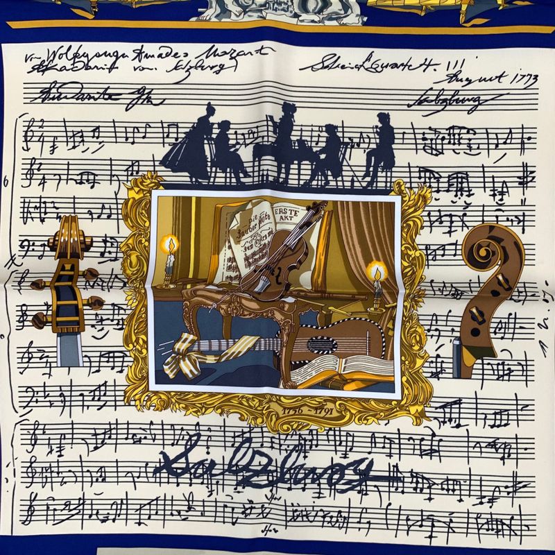 Grade Hermes Carre 90 In Salzburg Scarf 100% Silk Royal Blue