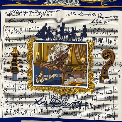 Grade Hermes Carre 90 In Salzburg Scarf 100% Silk Royal Blue