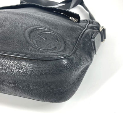 Gucci Shoulder Bag Logo Interlocking G 337084 Leather Black