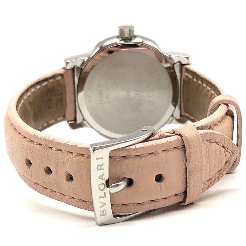 Bvlgari Solo Tempo St29s Quartz Date Pink Dial Leather Ladies Watch Stuck Junk