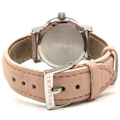 Bvlgari Solo Tempo St29s Quartz Date Pink Dial Leather Ladies Watch Stuck Junk