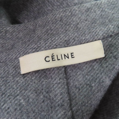 Celine 28h13/6700 100% Cashmere Egg Crombie Coat Front Open Coat Gray 34 Made