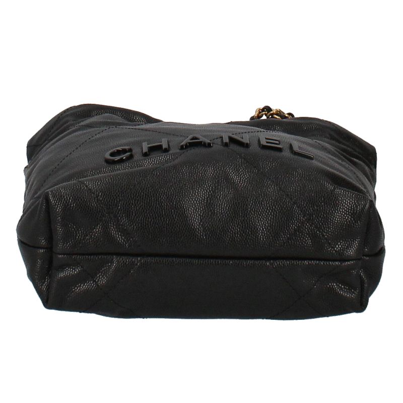 Chanel 22 Mini Shoulder Bag As3980 Cabiskin Ladies Shoulder Bag Black Excellent