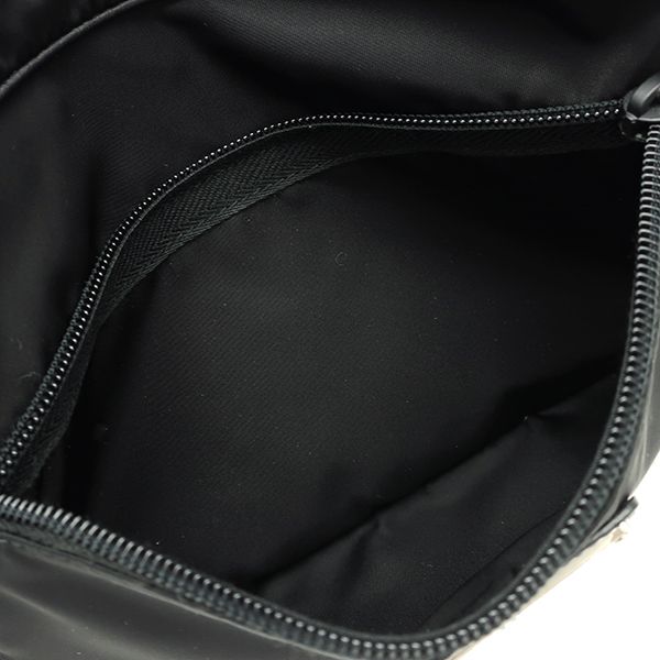 Prada Shoulder Bag Studded Nylon Leather Black Silver Hardware Black Triangle