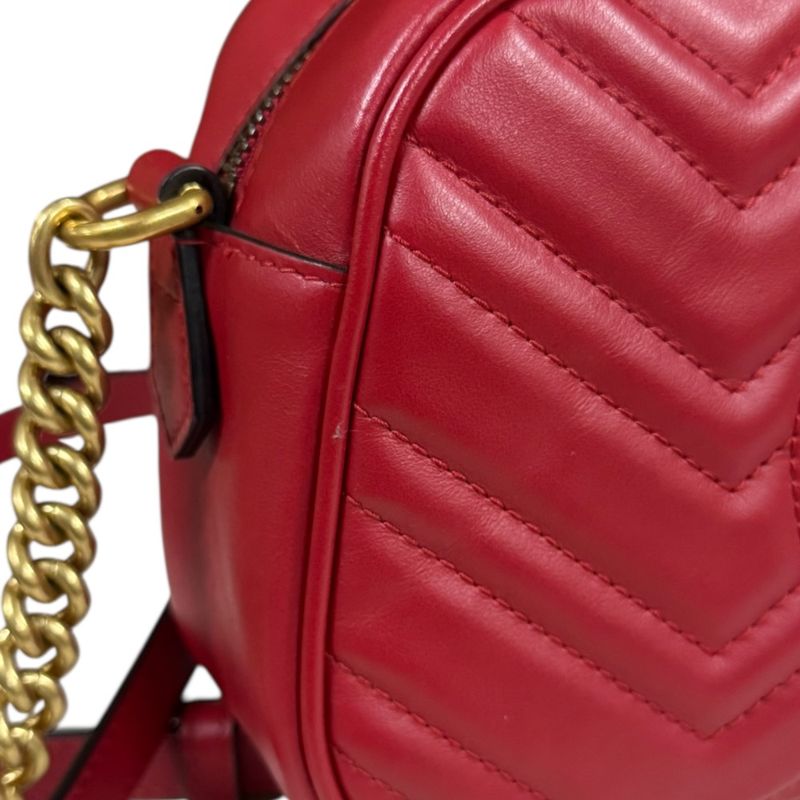 Gucci GG Marmont Shoulder Bag Leather 447632 Red Ladies Gucci  Gucci