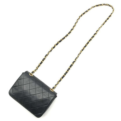 Chanel CC Logo Mini Quilted Lambskin Turnlock Chain Shoulder Bag Black