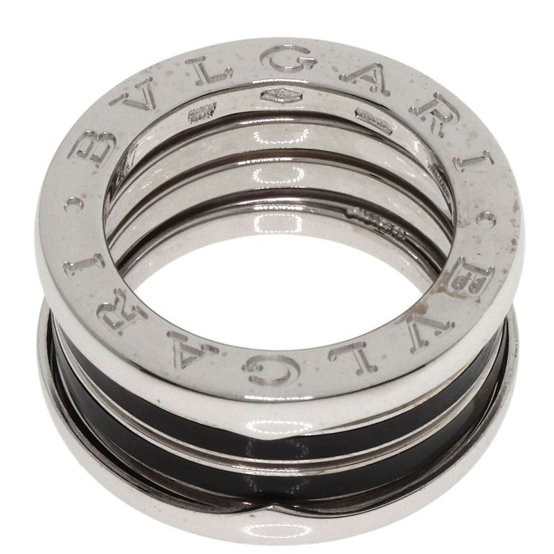 Bvlgari B-zero1 4-band Black Enamel #47 Ring 18K White Gold Ladies