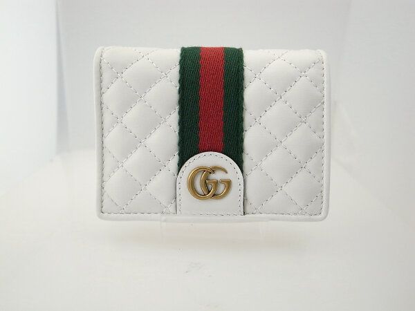 Gucci Double Authenticity Card Case Mini Wallet 536453 White Pawnbroker