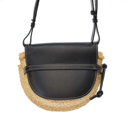 Loewe Gate Raffia Shoulder Bag Natural×black