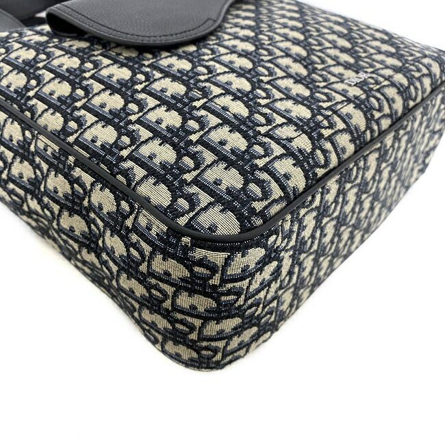 Christian Dior Tote Bag Navy Gray Oblique