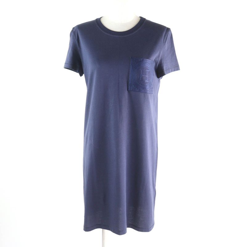 Hermes 23SS 3e4509dl 100% Cotton H Logo Embroidered Crew Neck Short Sleeves