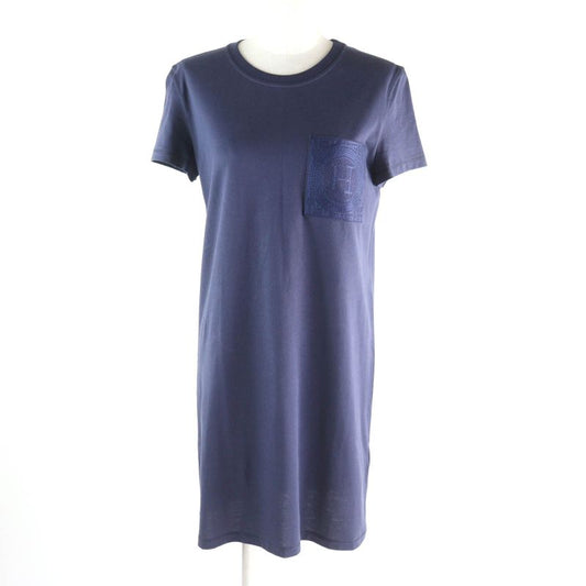 Hermes 23SS 3e4509dl 100% Cotton H Logo Embroidered Crew Neck Short Sleeves