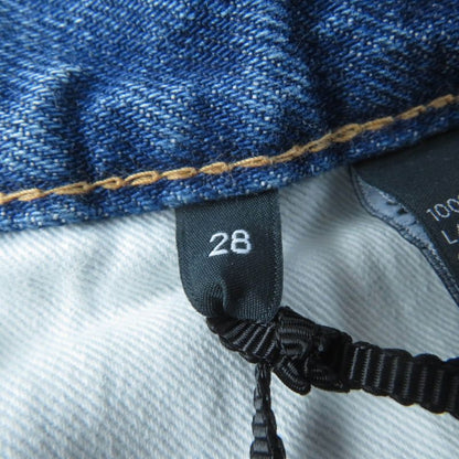 Celine S195 571Q 08YC Cotton Washed Denim Skirt With Logo Plate Chain Indigo 28