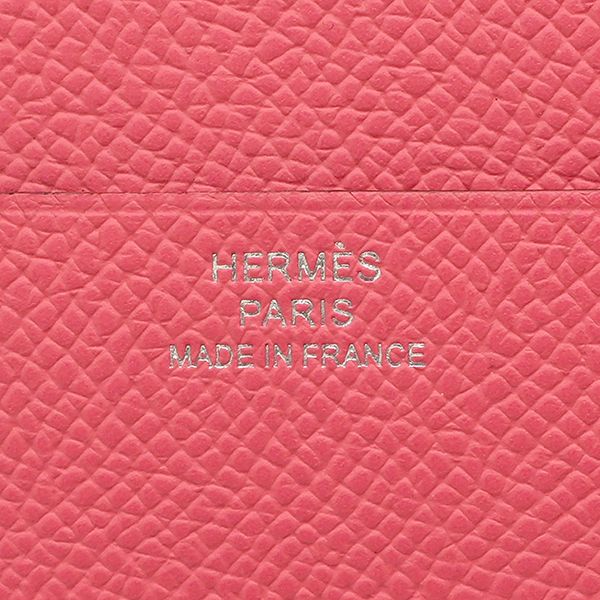 Hermes Trifold Wallet Bearn Combine Vaux Epson Rose Azalea Silver Hardware W