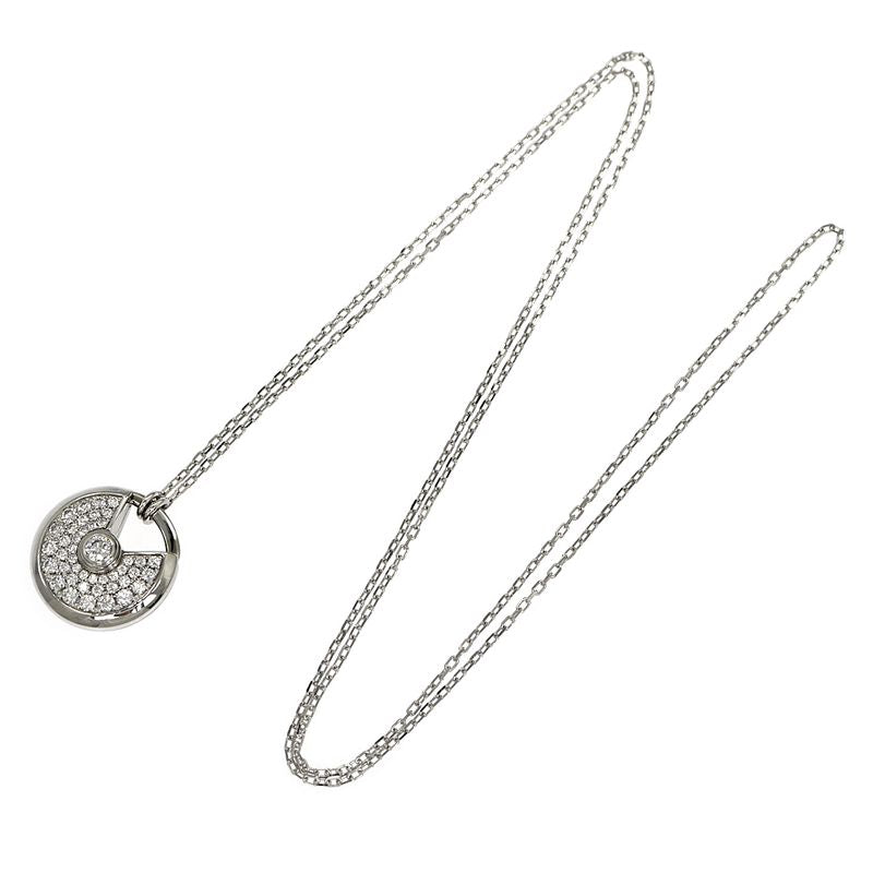 Cartier Necklace Amulet De Cartier 750wg 18K White Gold Diamond Jewelry-