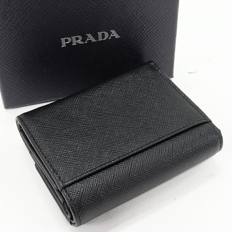 Prada Saffiano Multicolor Compact Wallet With Coin Purse Saffiano Leather Nero