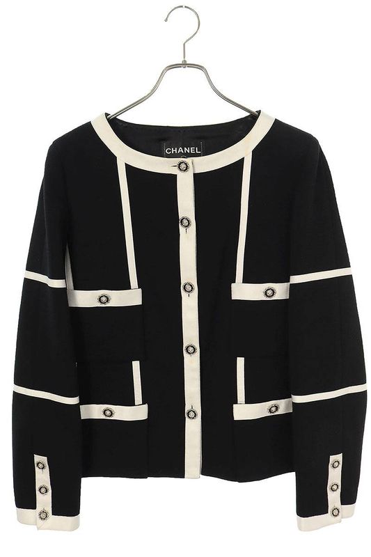 Chanel P64632v21533 Lion Button Collarless Blouson Women 44